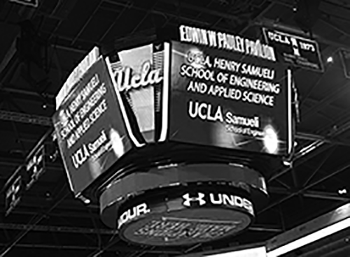 jumbotron scoreboard in Pauley Pavilion