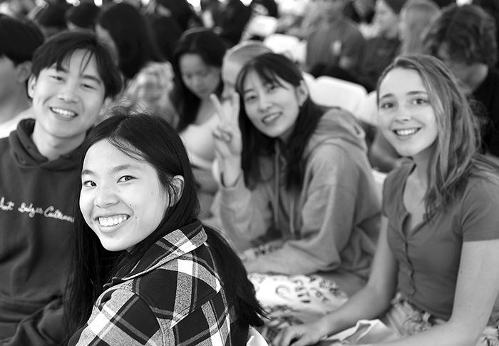 four students in class
